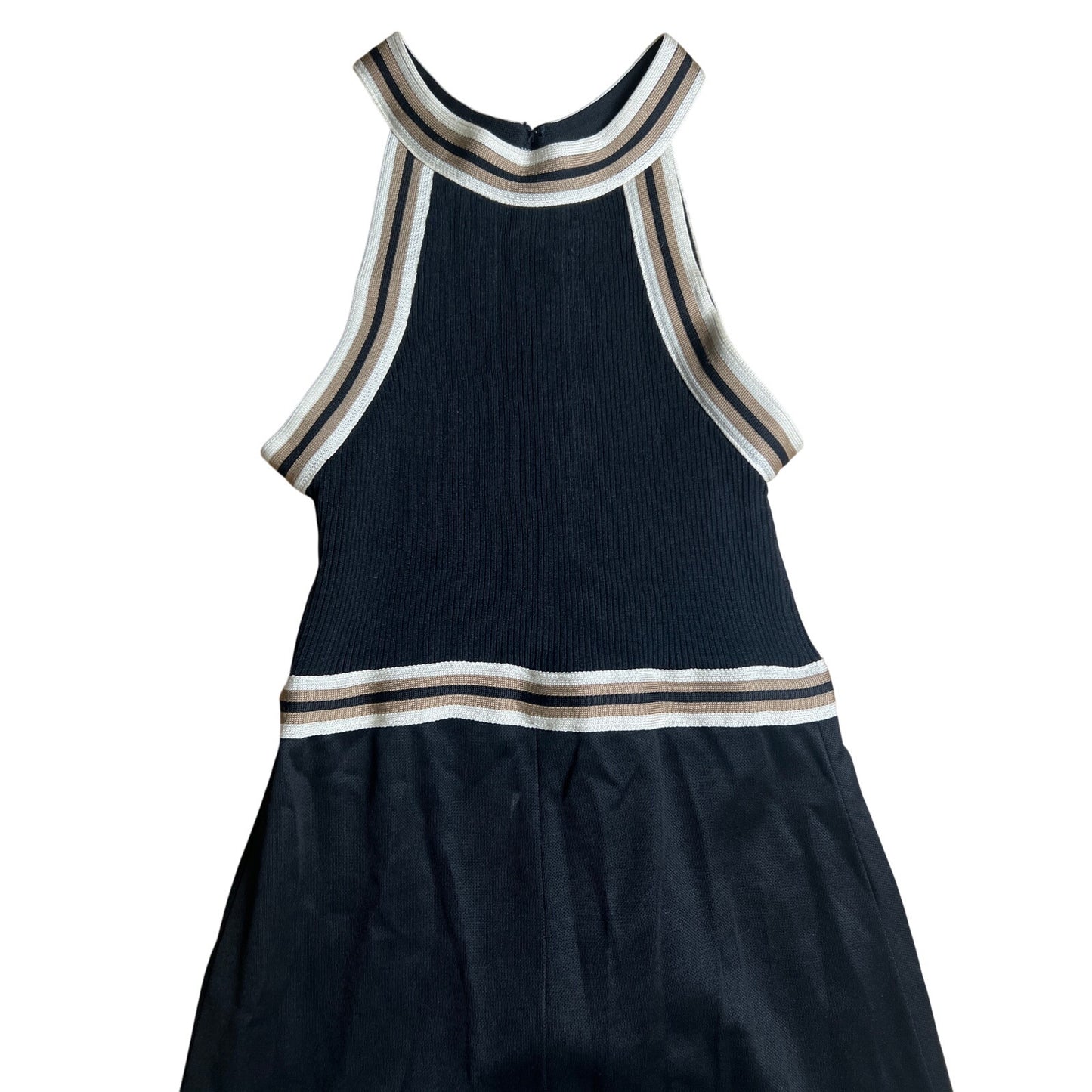 Manon Black With White/Tan Stripes Long Dress Size 10