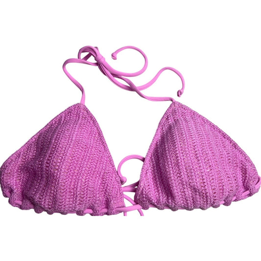 Victoria's Secret Crochet Pink Triangle Bikini Top Medium M