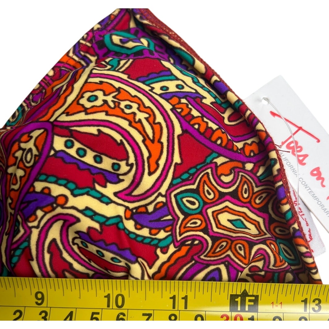 NWT Toes On The Nose Triangle Red Paisley Bikini Swim Top Large L