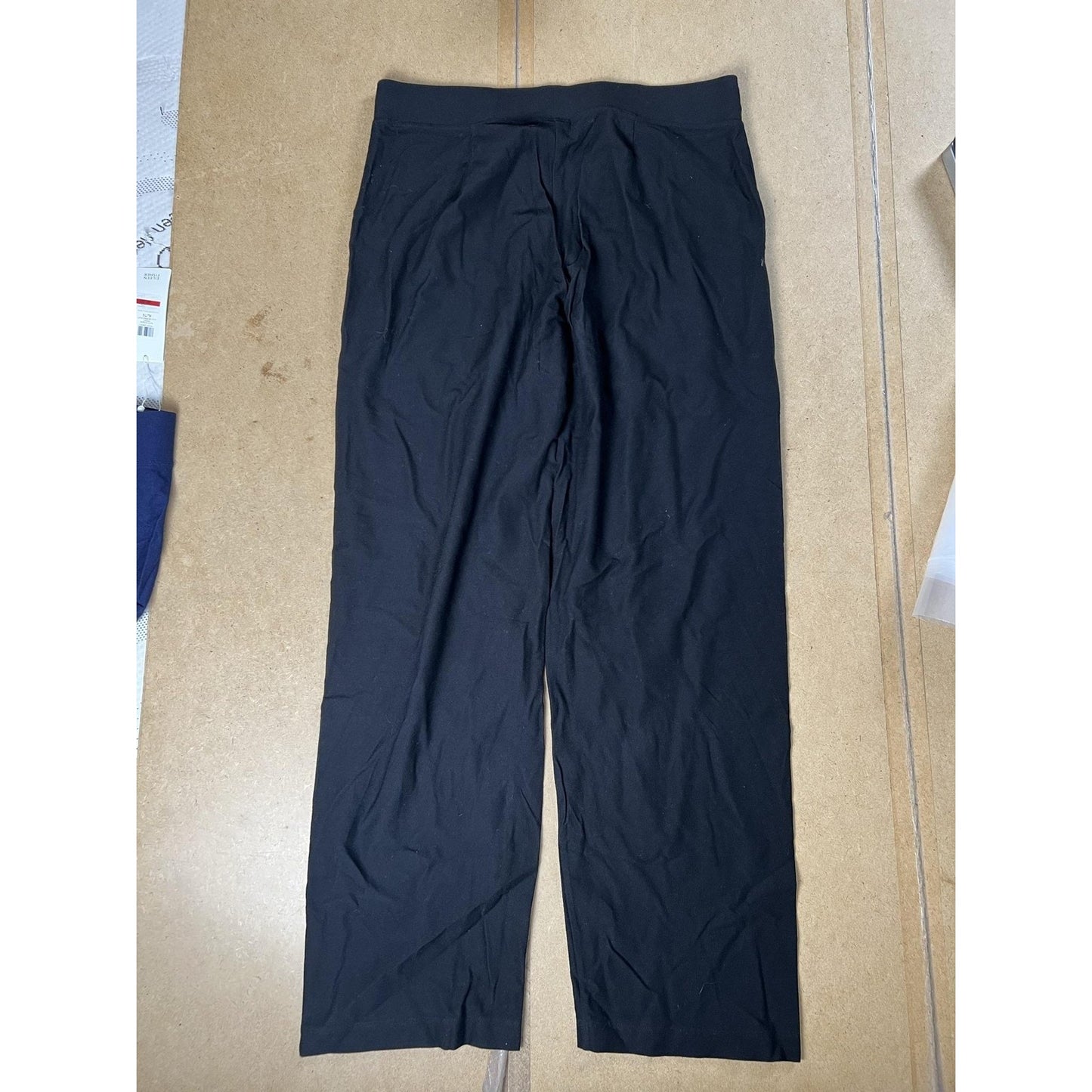 Eileen Fisher Pants Womens PM Petite Black Jersey Knit Elastic Waist Pockets