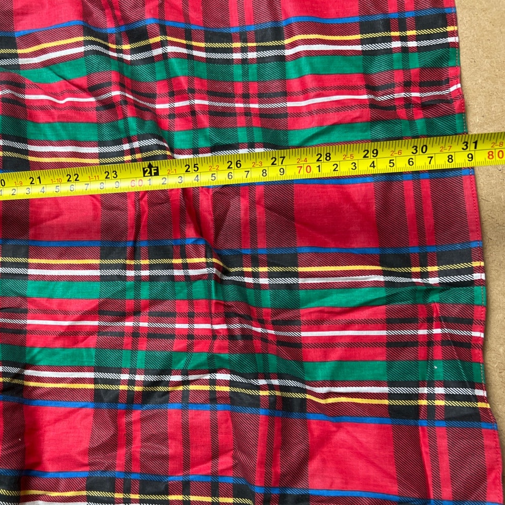 Vintage Full Apron Red Green Plaid 1980s Made In USA Christmas Tie Back Neck
