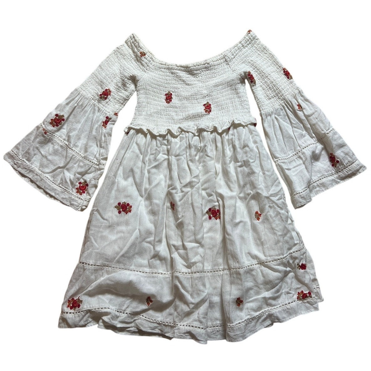 Free People Counting Daisies Embroidered Off The Shoulder Floral Dress Size XS