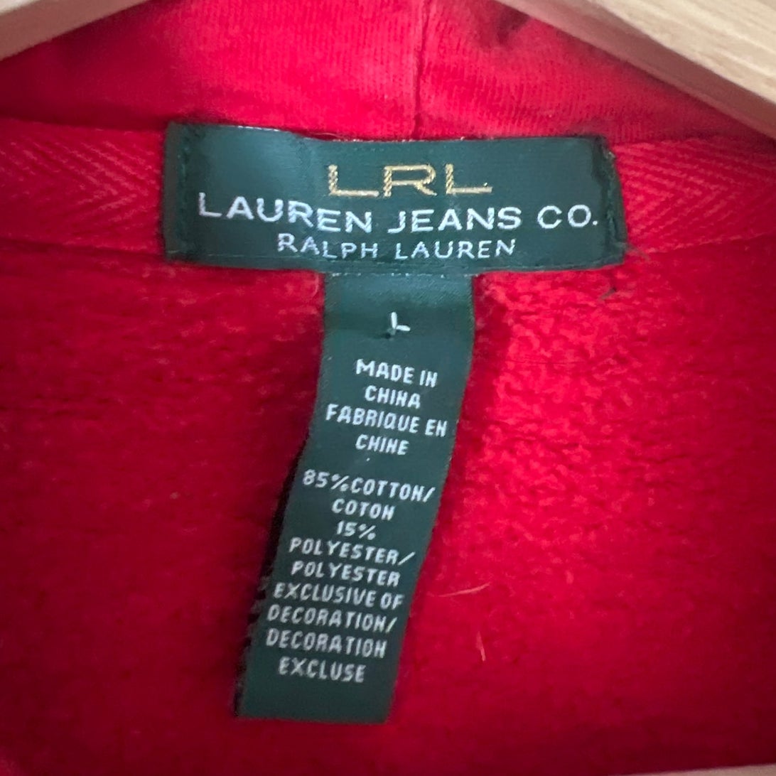 Ralph Lauren Jean Co. Large Zip Up Red Sweater Cotton