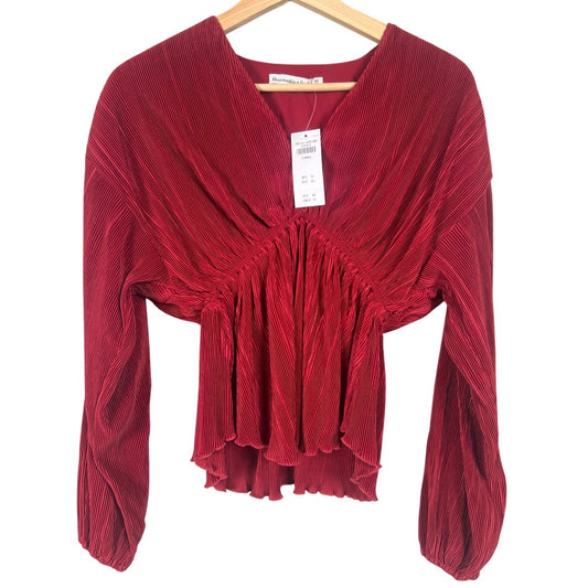 Abercrombie & Fitch XS NWT Red NWT Long-Sleeved Easy Waist Satin Top