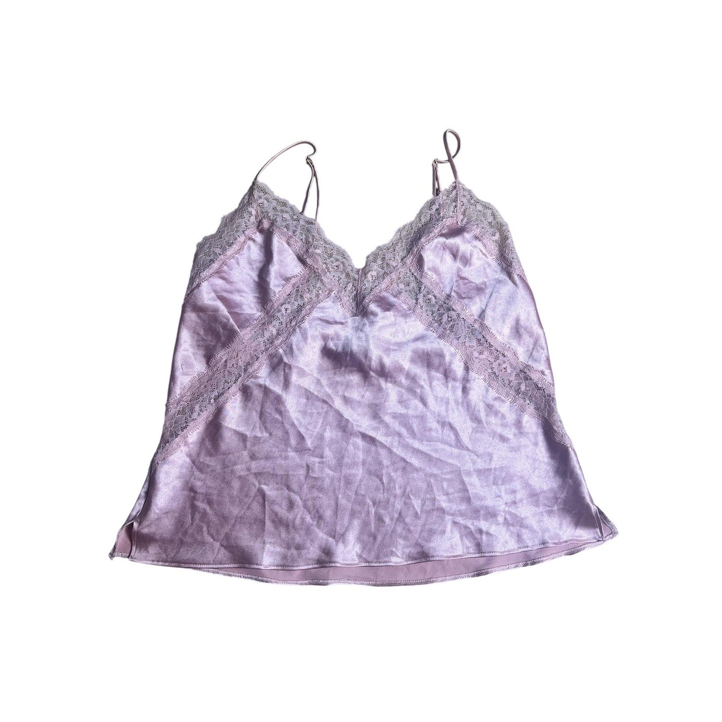 Victoria's Secret Tank Womens M Pink Satin Lace Camisole Sleepwear Lingerie Top