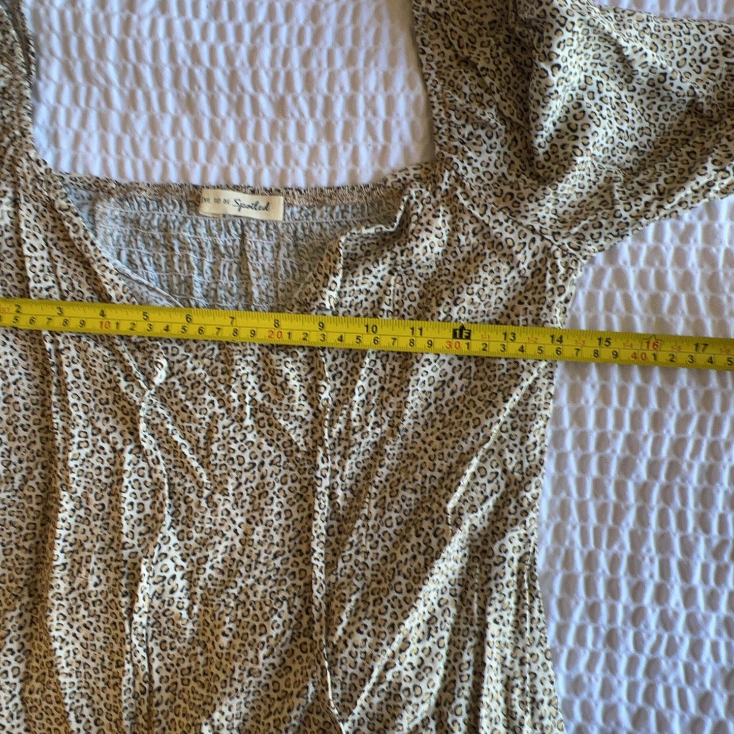 Live To Be Spoiled Dress Womens S Beige Animal Print Short Fit & Flare Smocked