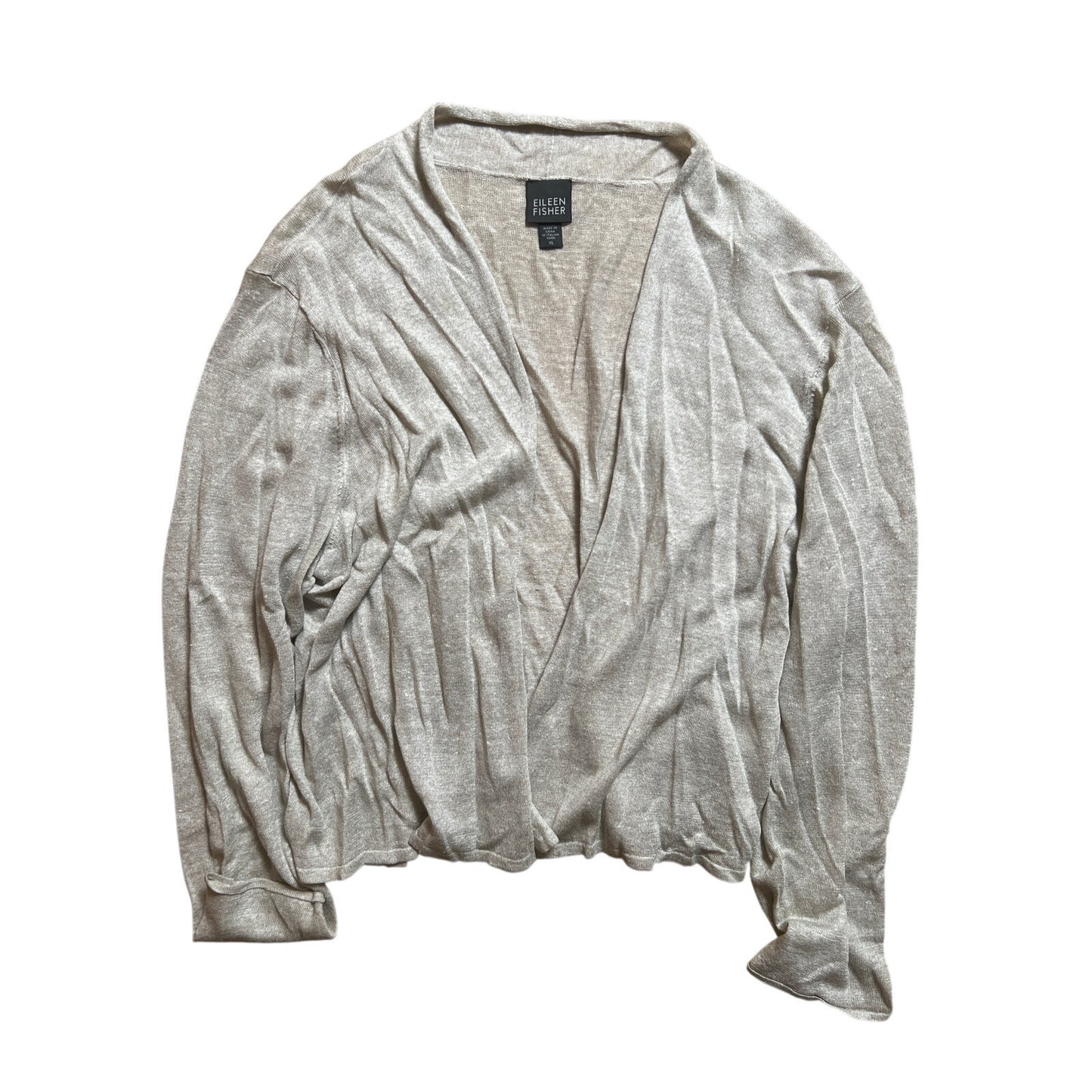 Eileen Fisher Linen Women Beige Cardigan Size XL