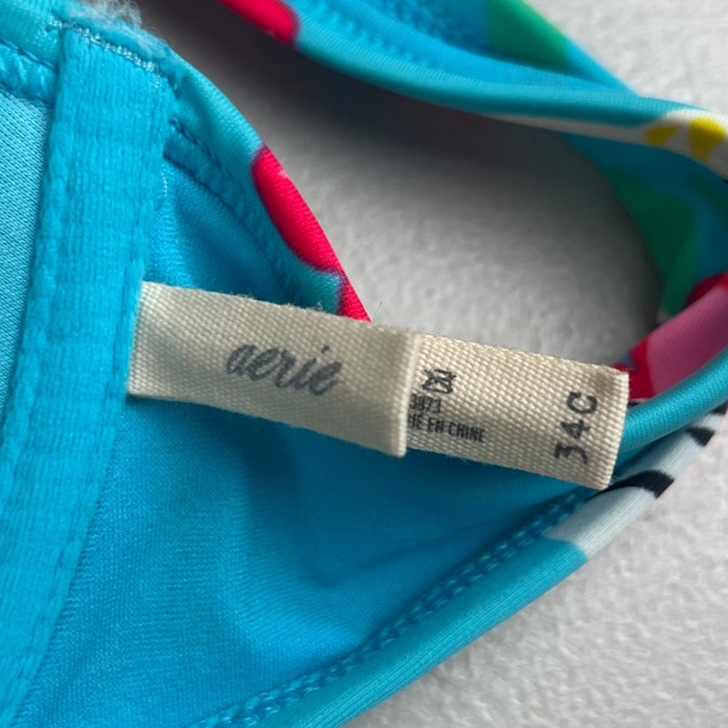 Aerie Floral Ruffled Bikini Top Adjustable 34C