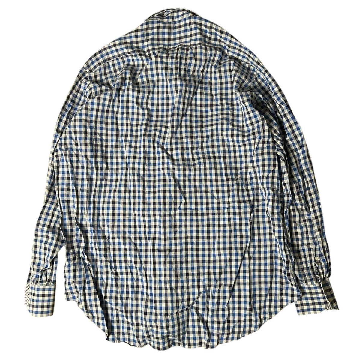 Thomas Dean Shirt Mens 2XL Blue Check Long Sleeve Button Up Collared Casual