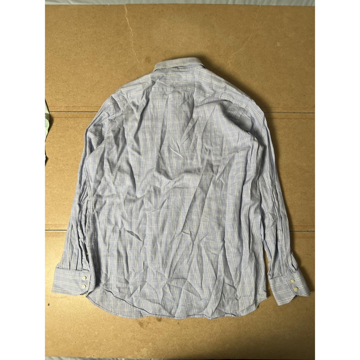 Jack Stone By Thomas Dean Shirt Mens XL Blue Check Long Sleeve Button Up Casual