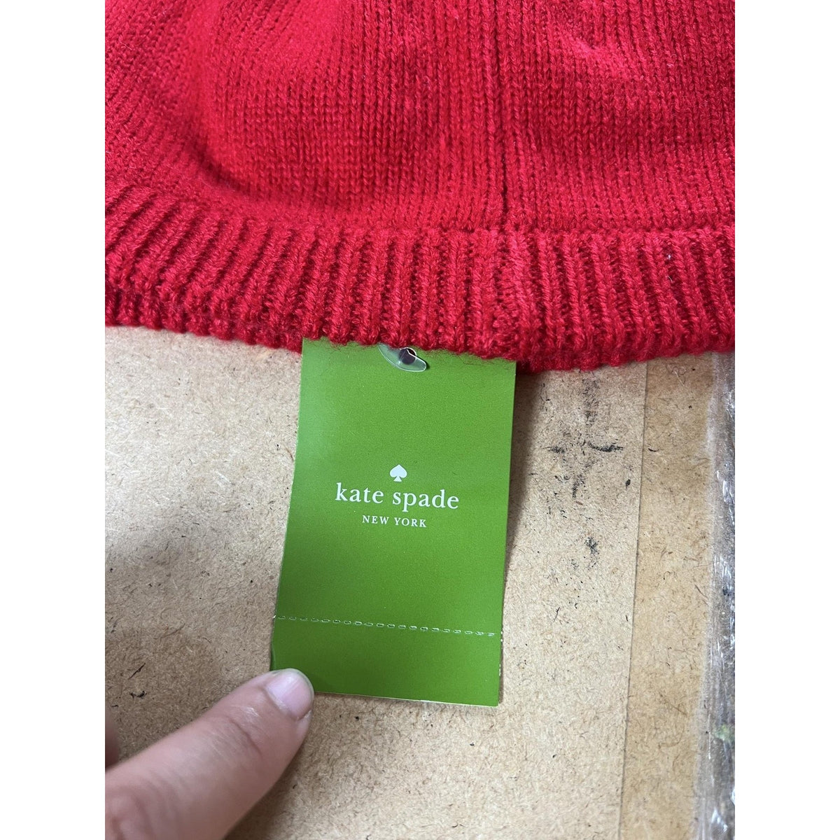 Kate Spade New York Beanie Womens One Size Red Acrylic Knit Dorothy Bow