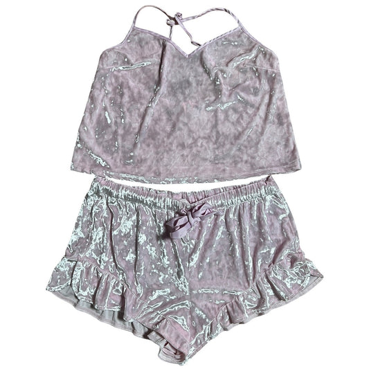 Victoria's Secret Women's Shiny Pink Pajama Set Large L Bottom Medium M Top