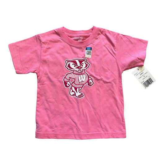 WISCONSIN BADGERS Cotton Pink 2T Toddle Short Sleeve T-Shirt College Kids NWT