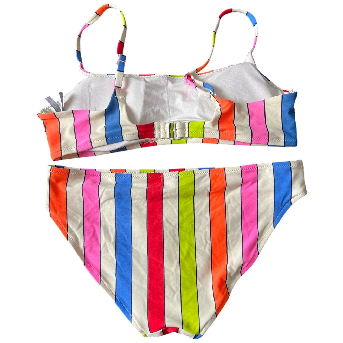 Aerie Striped Rainbow Bikini Set 2 Piece Swimsuit Medium M EUC
