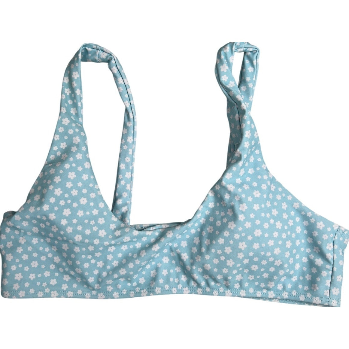 Shein Swim Floral Blue Bikini Top Large