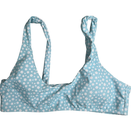 Shein Swim Floral Blue Bikini Top Large