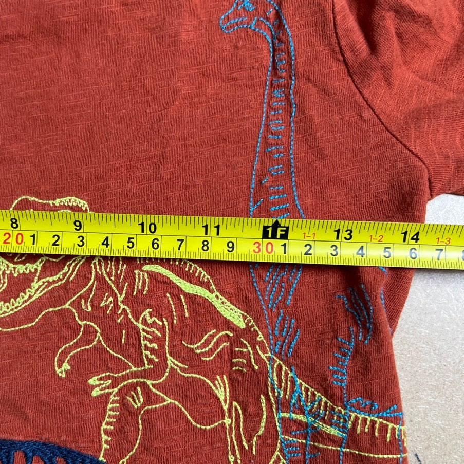 Mini Boden Embroidered Dinosaurs Long Sleeve Top Shirt Boys Size 7-8 years