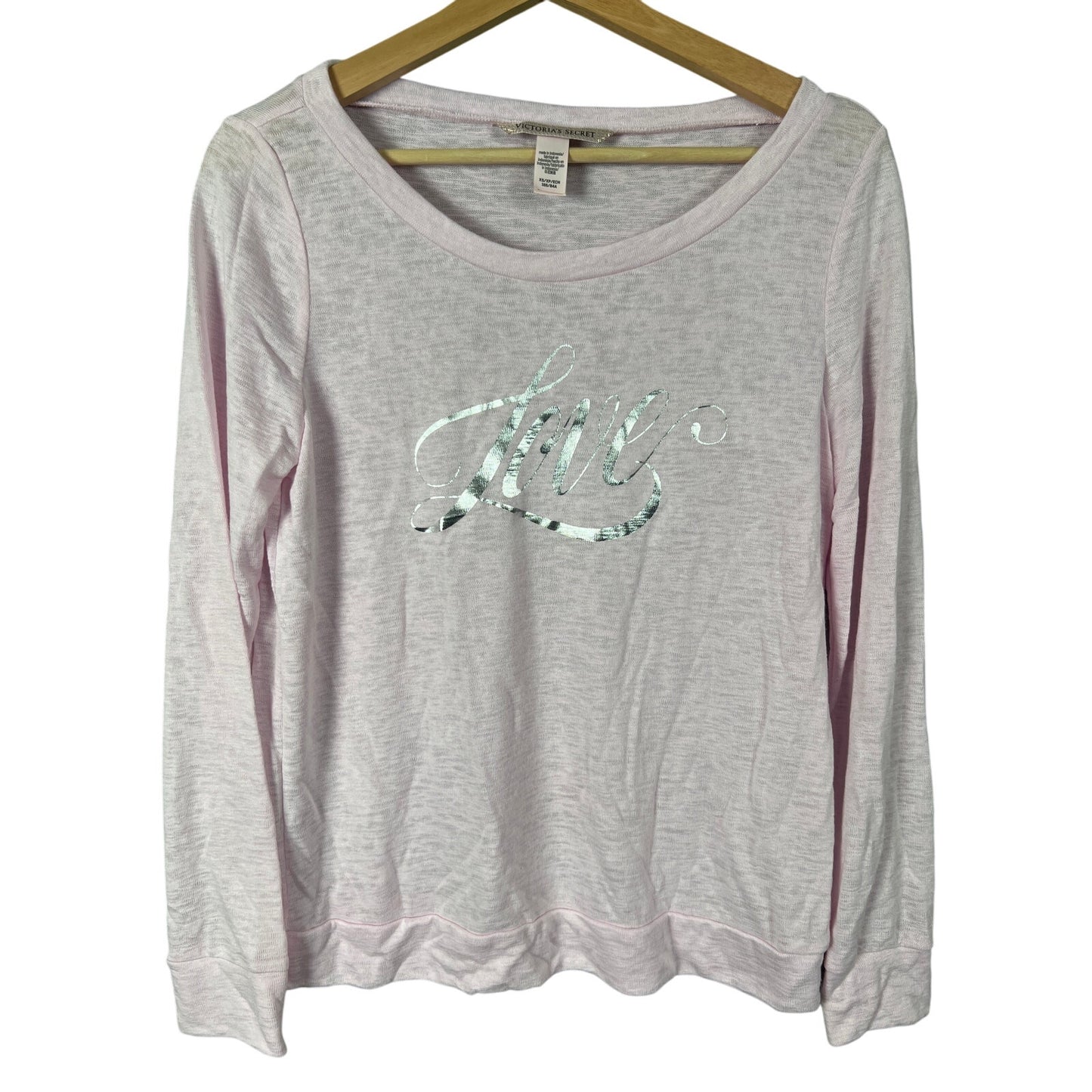 Victoria Secret Size XS Women’s Top Long Sleeve Love Spellout Pink