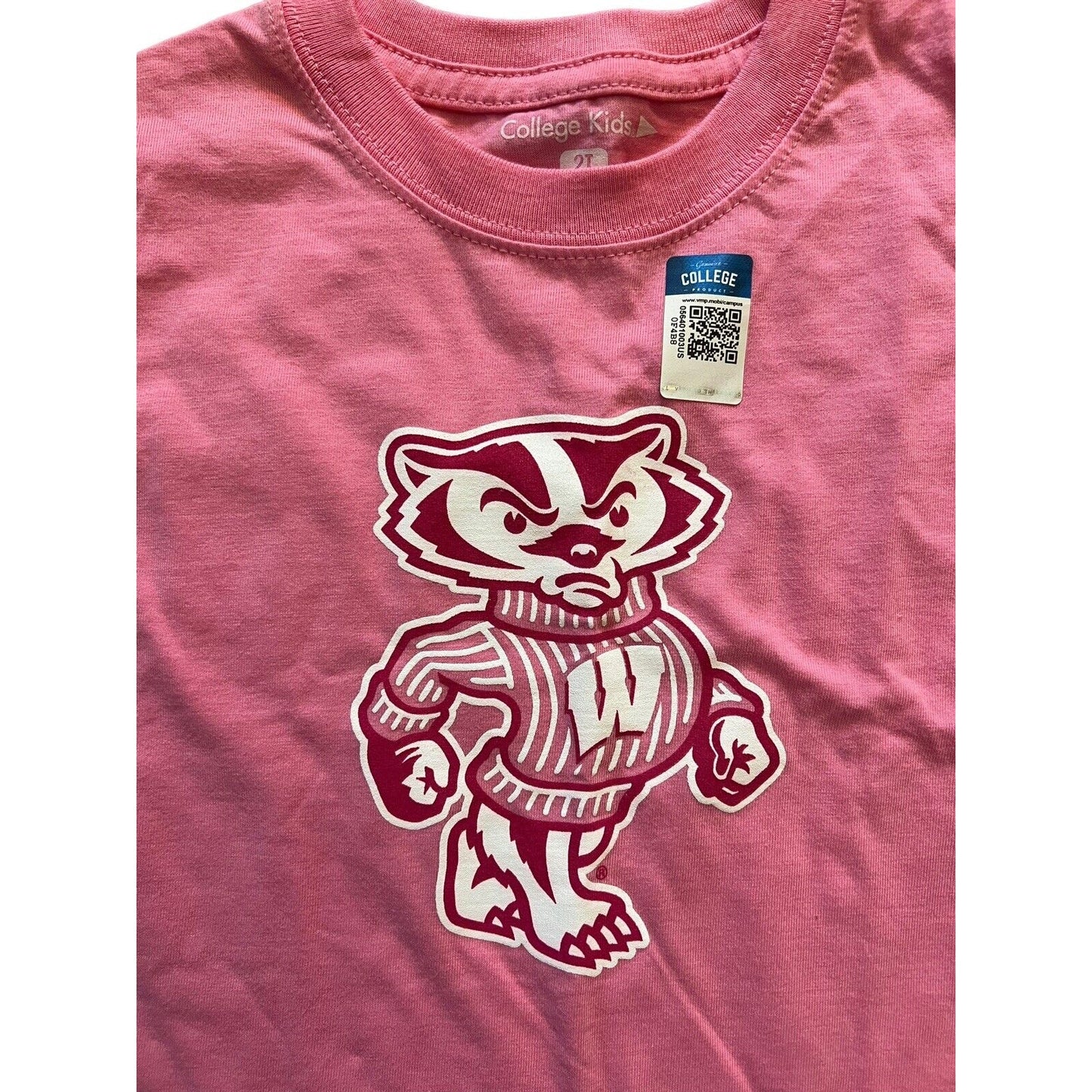 WISCONSIN BADGERS Cotton Pink 2T Toddle Short Sleeve T-Shirt College Kids NWT