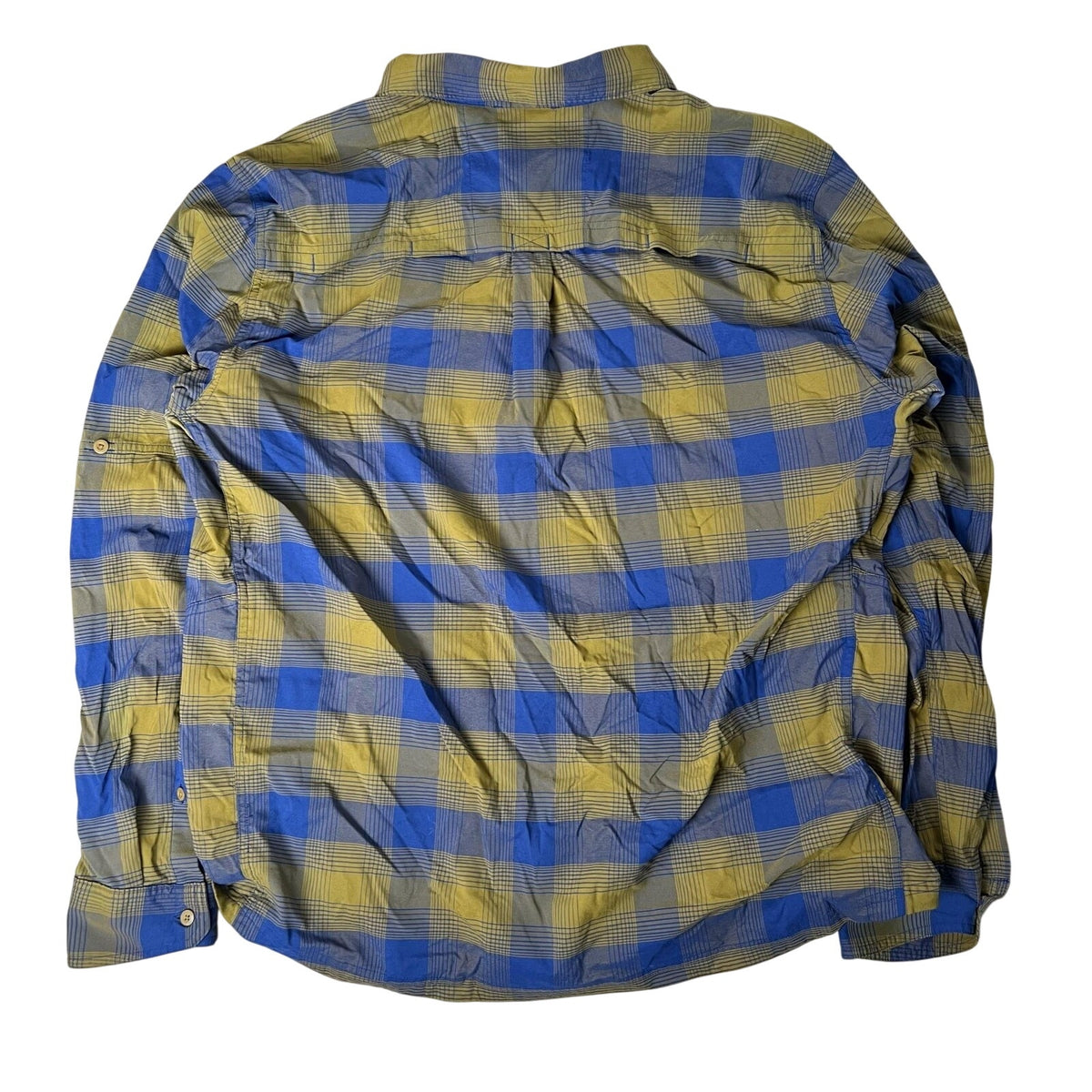 REI Co-op Shirt Mens XL Blue Plaid Long Sleeve Button-Up Travel Nylon Spandex