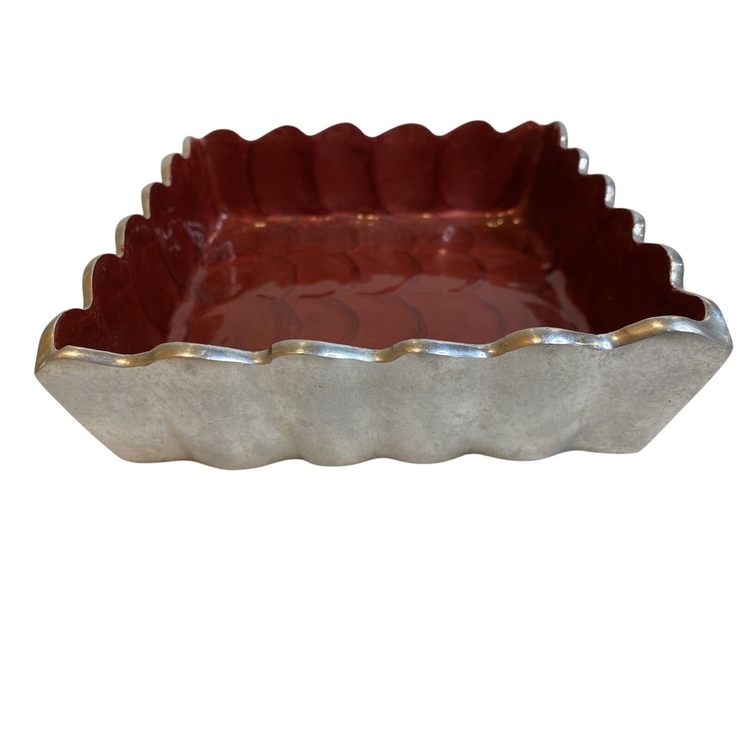 Julia Knight 5” Cocktail Napkin Holder Peony Pomegranate Dish Square 6”x6” - EUC