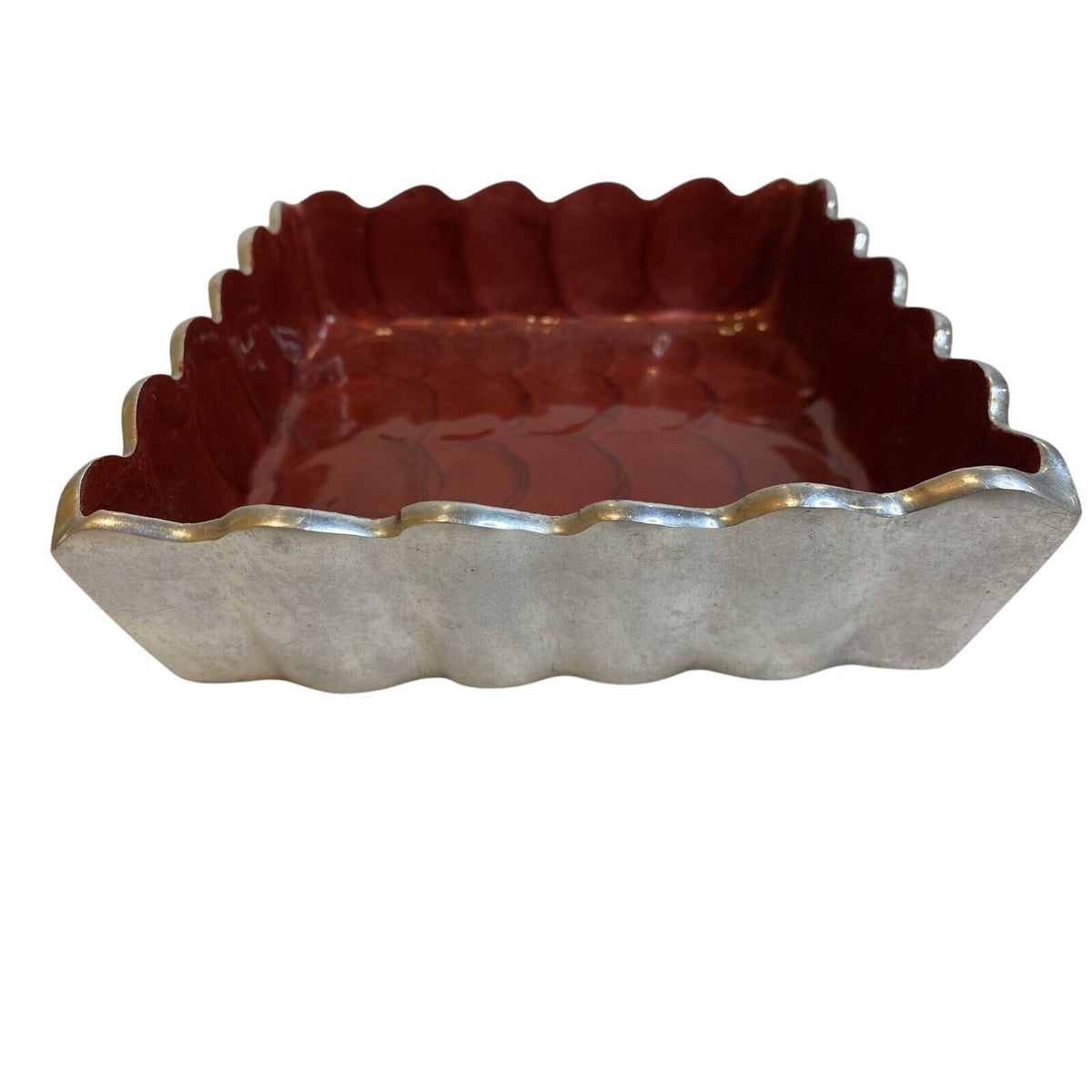 Julia Knight 5” Cocktail Napkin Holder Peony Pomegranate Dish Square 6”x6” - EUC