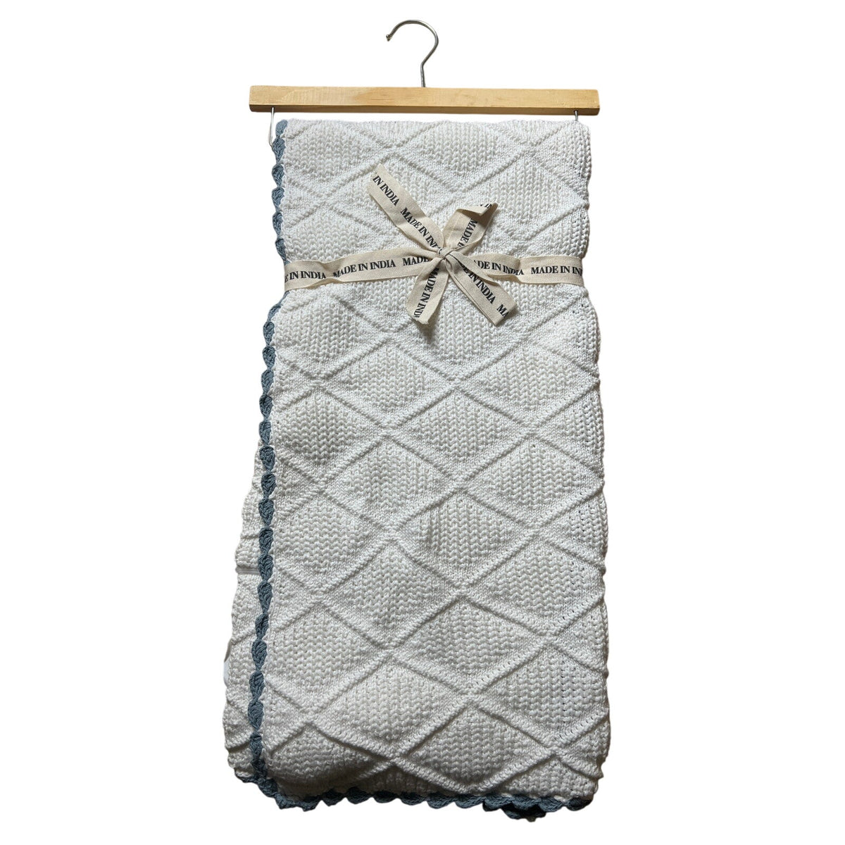 NWT Made In India Toddler White Crochet Blanket