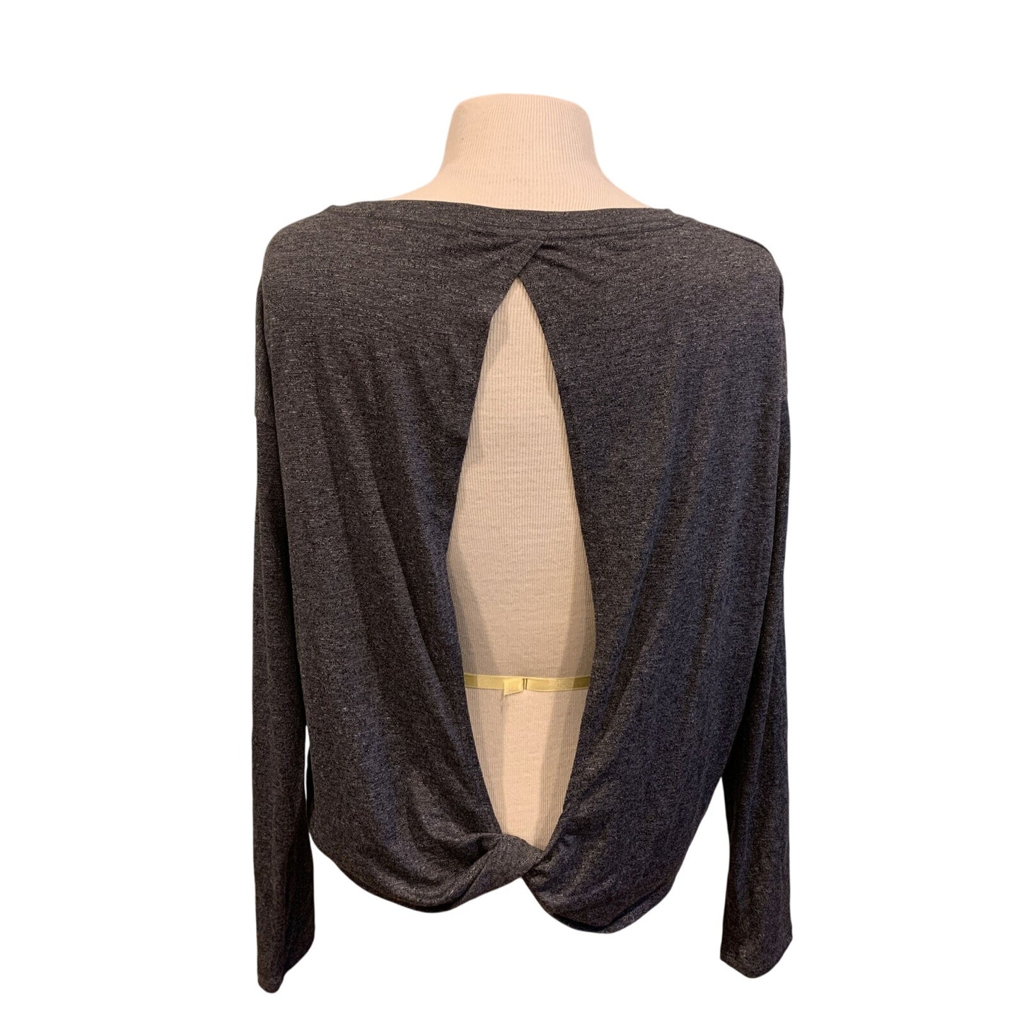 Athleta Twist Back Long Sleeve Open Back Gray Shirt Top Size Medium - NWT