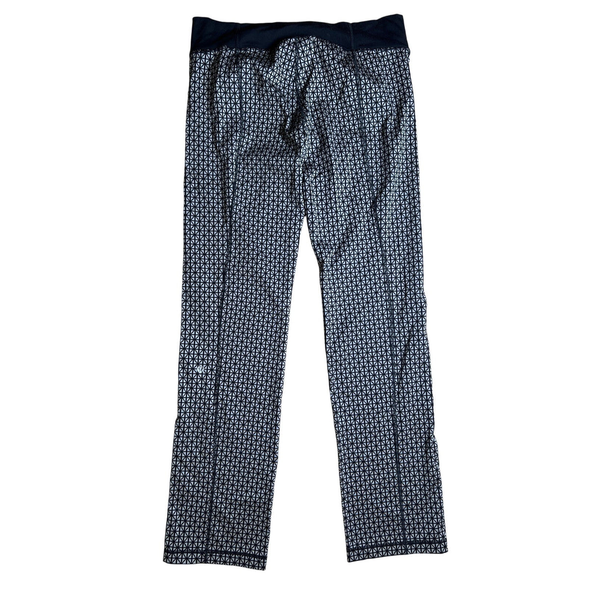 Lululemon Straight Up Pant Tri Geo Silver Spoon Black Luon Stretch Foldover Size 8