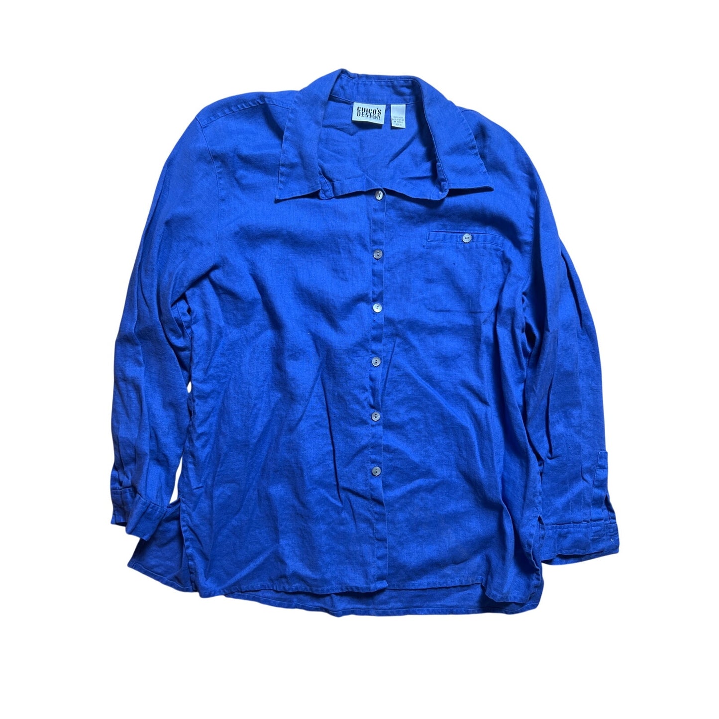 Vintage Chico's Design Blue Button-Up Blue Women Blouse Size 3