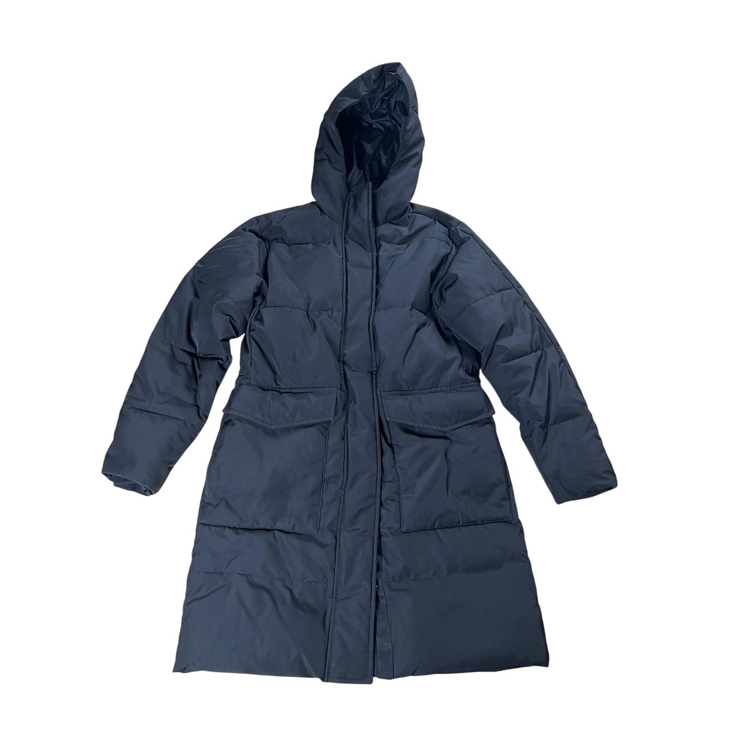 Everlane Jacket Womens XS Black ReNew Long Puffer Hooded Insulated Pockets