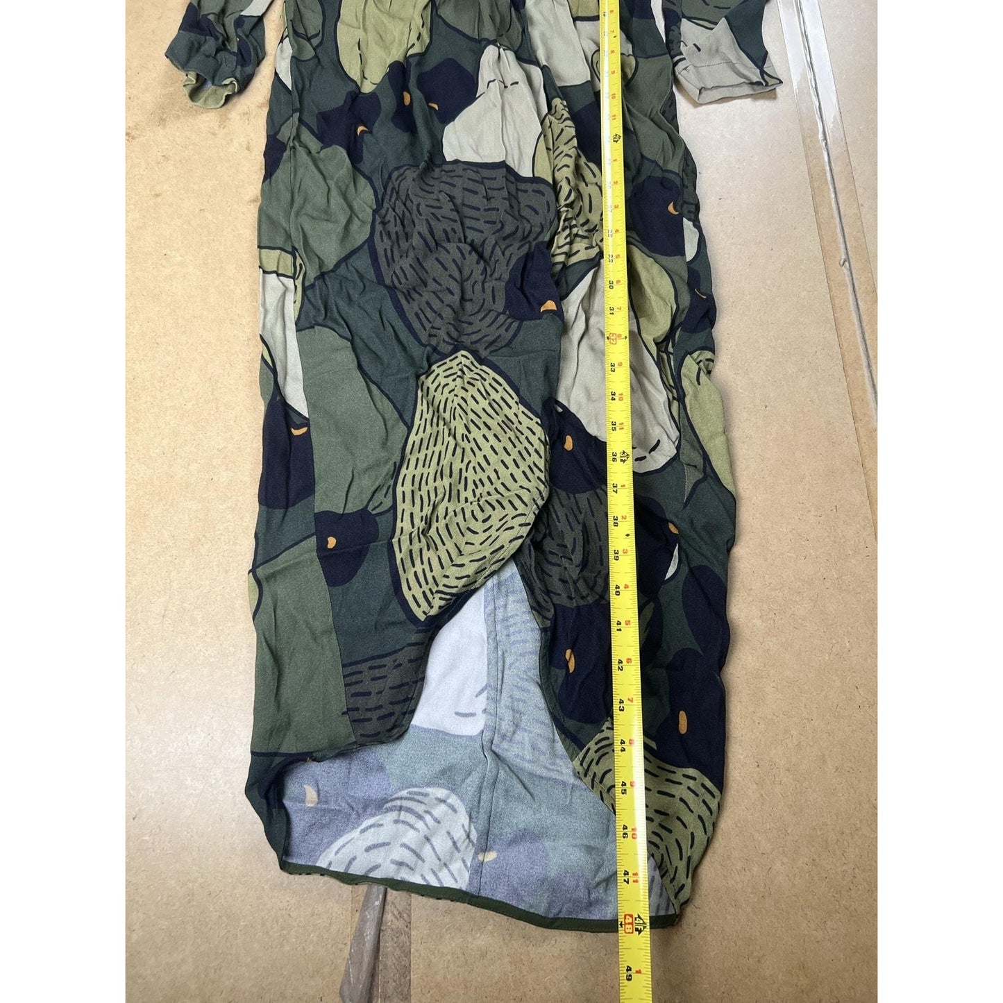 Farm Rio Dress Womens S Green Floral Wrap Maxi V-Neck Belted Front Zipper