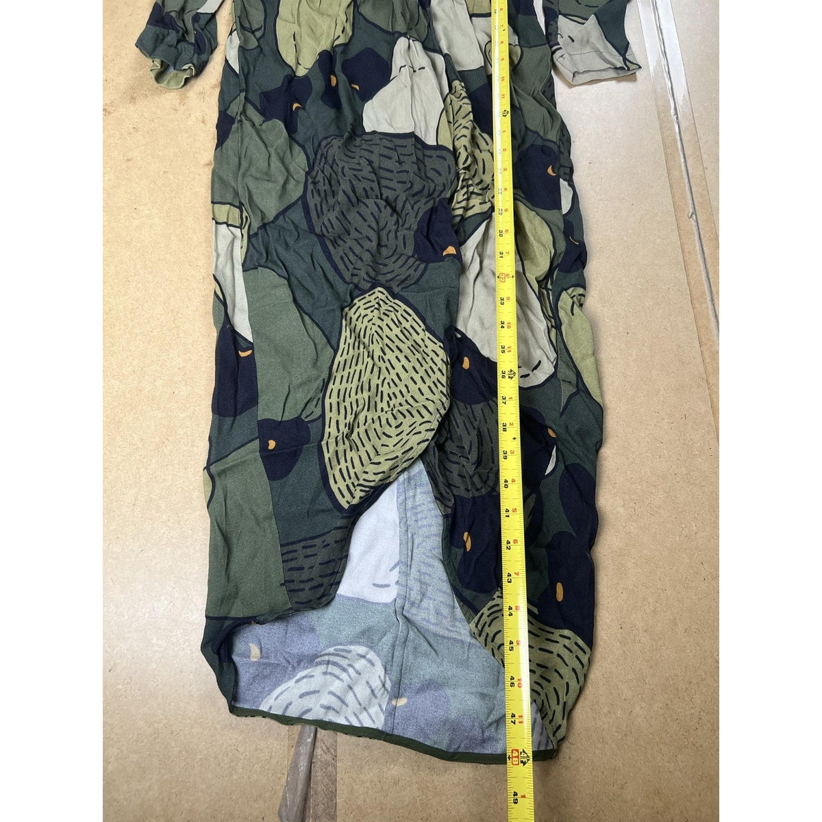 Farm Rio Dress Womens S Green Floral Wrap Maxi V-Neck Belted Front Zipper