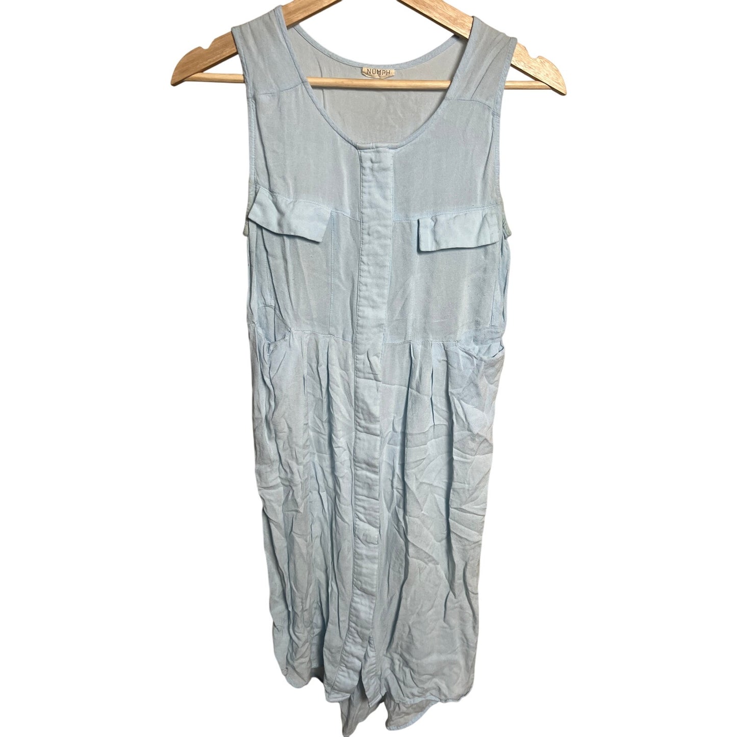 Numph Size 34 Blue Pocketed Women Long Dress