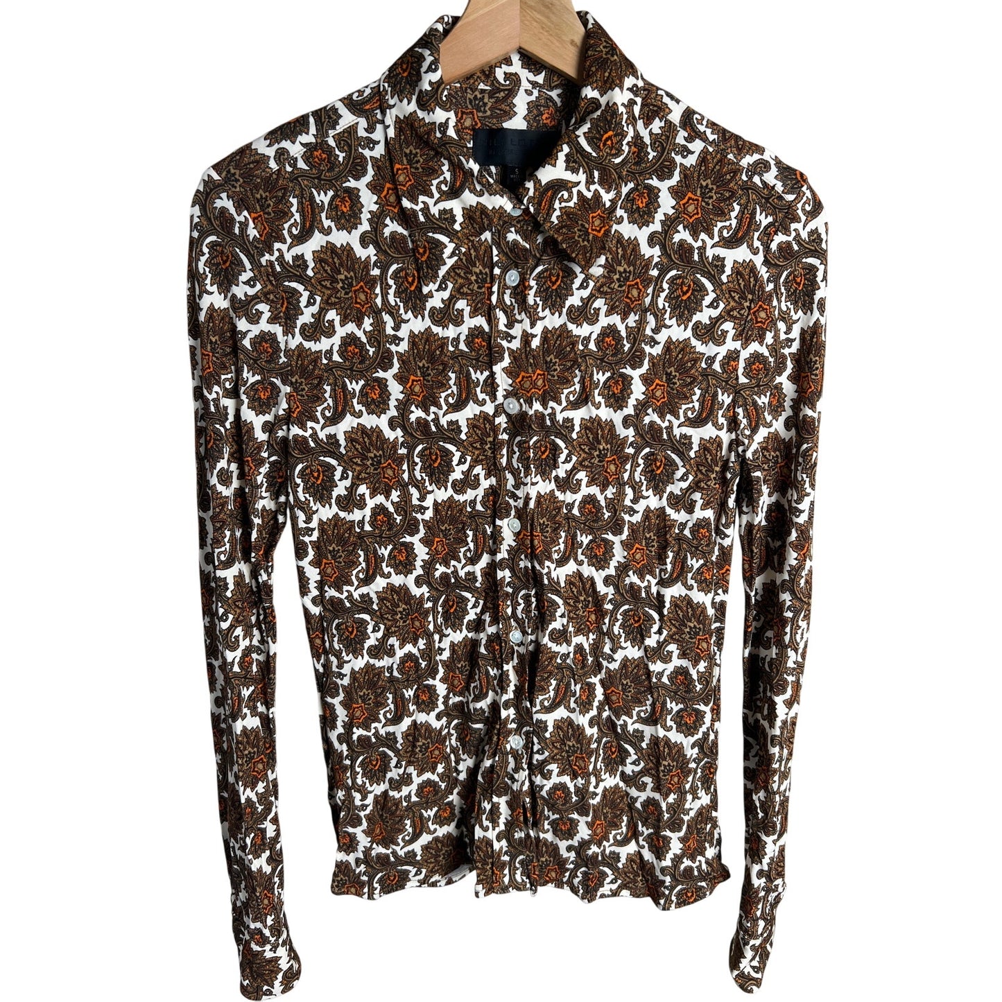 Nili Lotan Small Button Down Tapestry Paisley Boho Chic Shirt