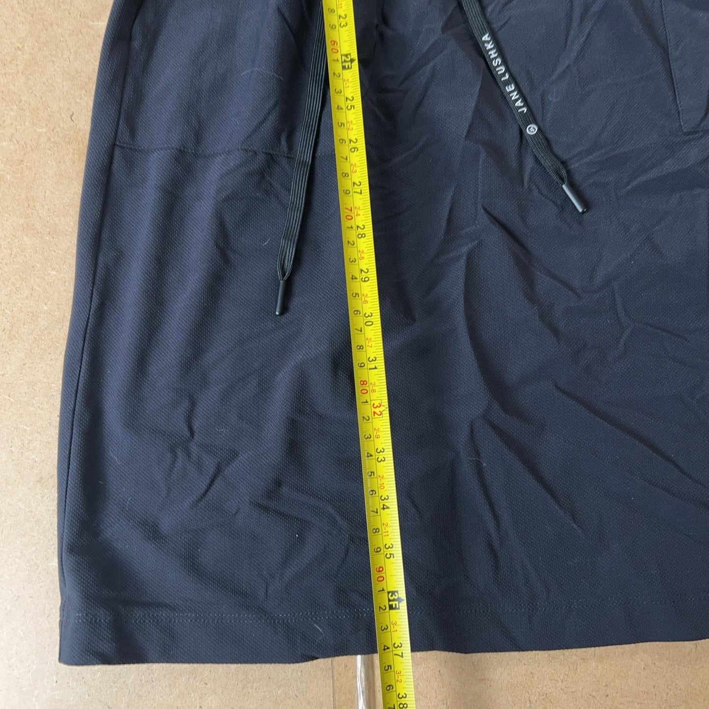 JANE LUSHKA Tunic Womens M Black Hooded Adjustable Pockets Waffle-Knit