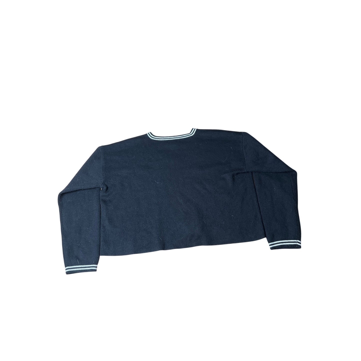 Social Collision "Skull & Crossbones" Black Cropped Knit Sweater Size M