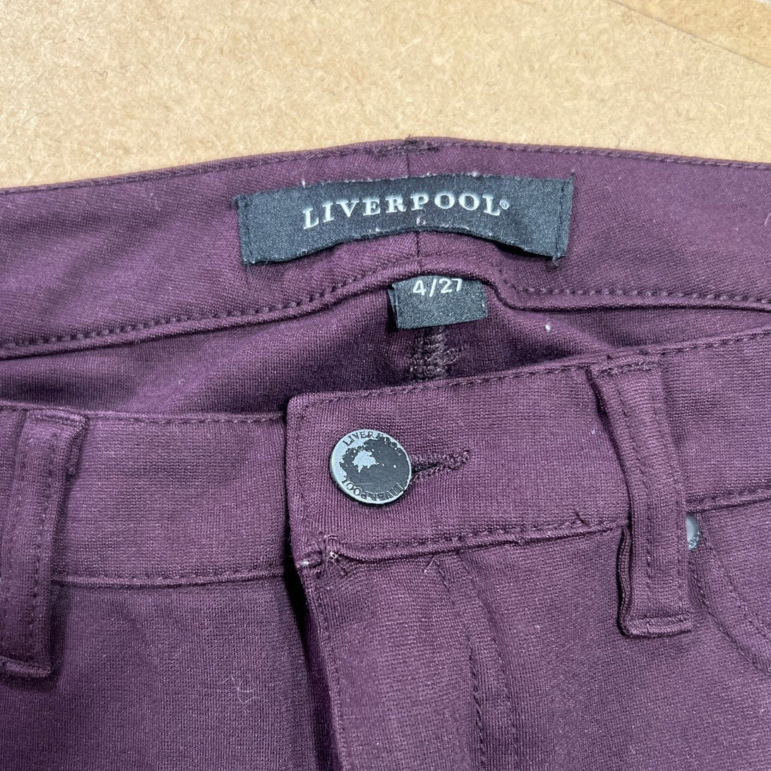 Liverpool Pants Womens 4 Purple Gia Glider Aubergine Skinny Stretch Ponte