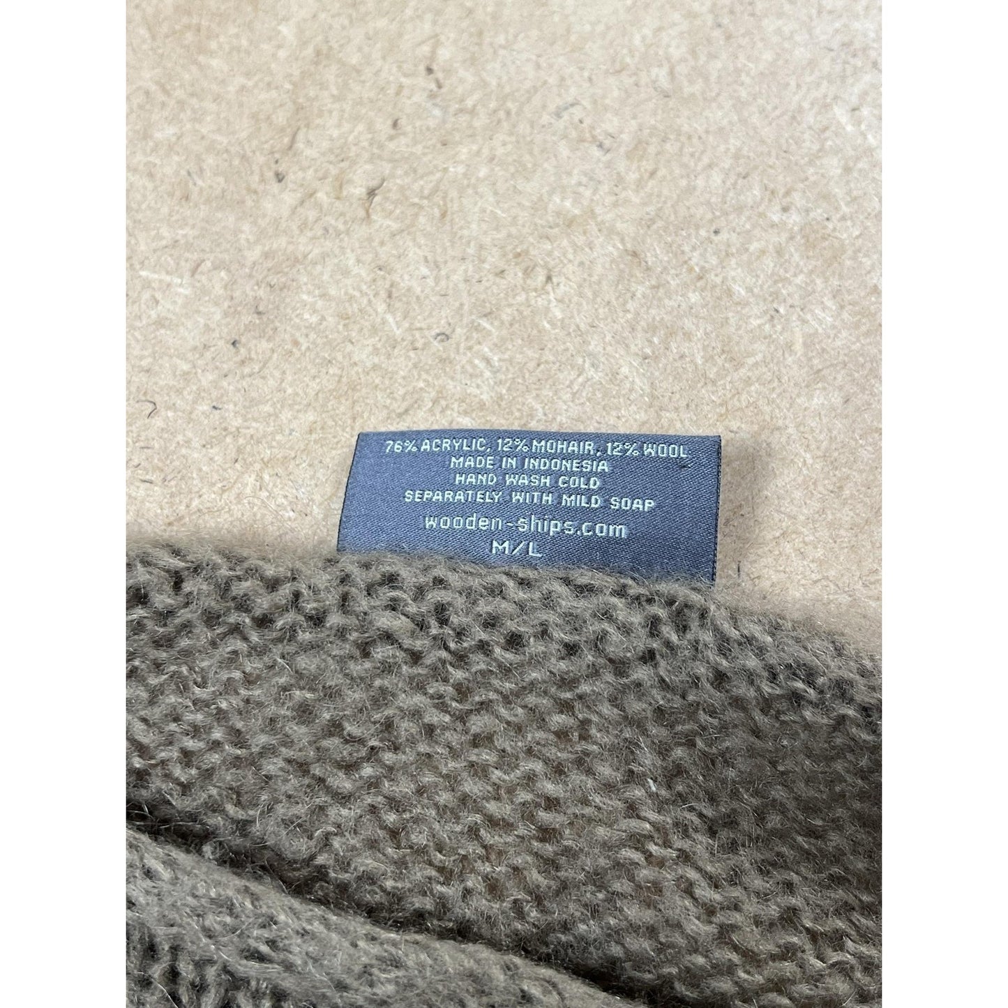 Wooden Ships Tunic Womens M/L Brown Boat Neck Knit Mohair Wool Relaxed Pullover