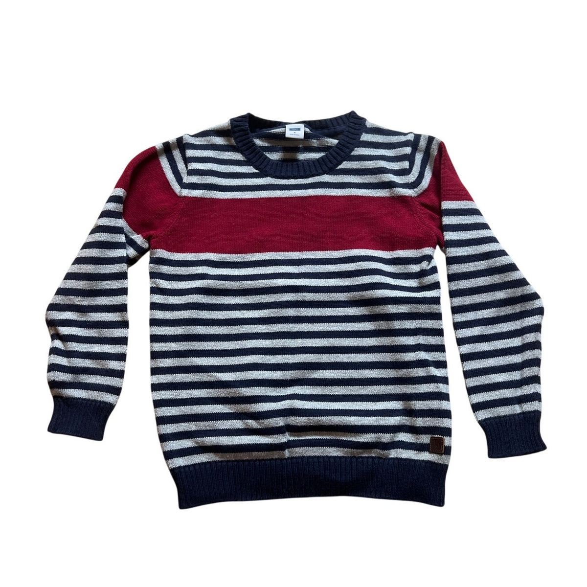 Janie and Jack Navy Red and Gray Striped Sweater Toddler Size 4