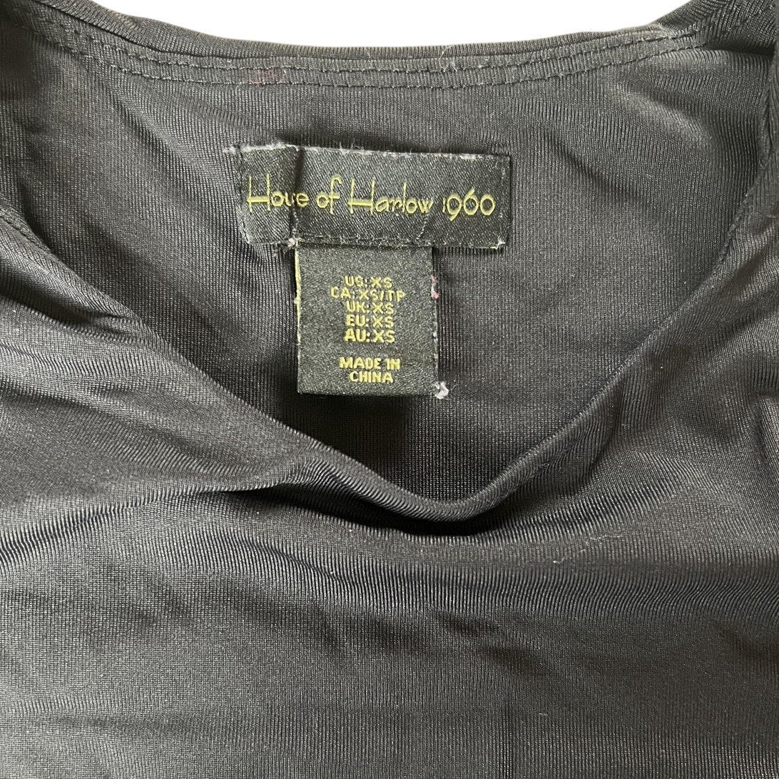 House Of Harlow 1960 Bodysuit Womens XS Black Short Sleeve Stretch One Piece
