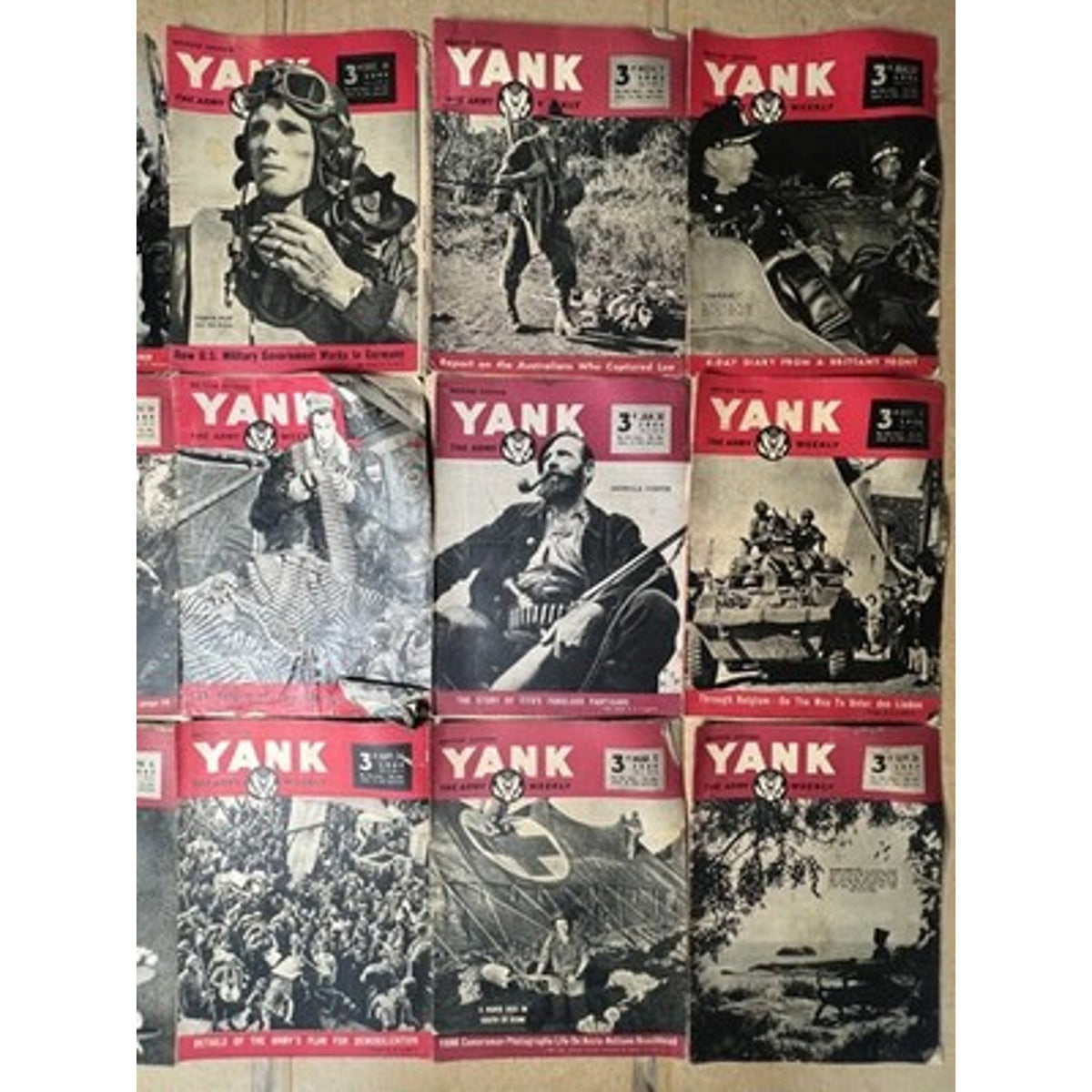 YANK The Army Weekly Magazines Lot WWII British Edition Made In United Kingdom