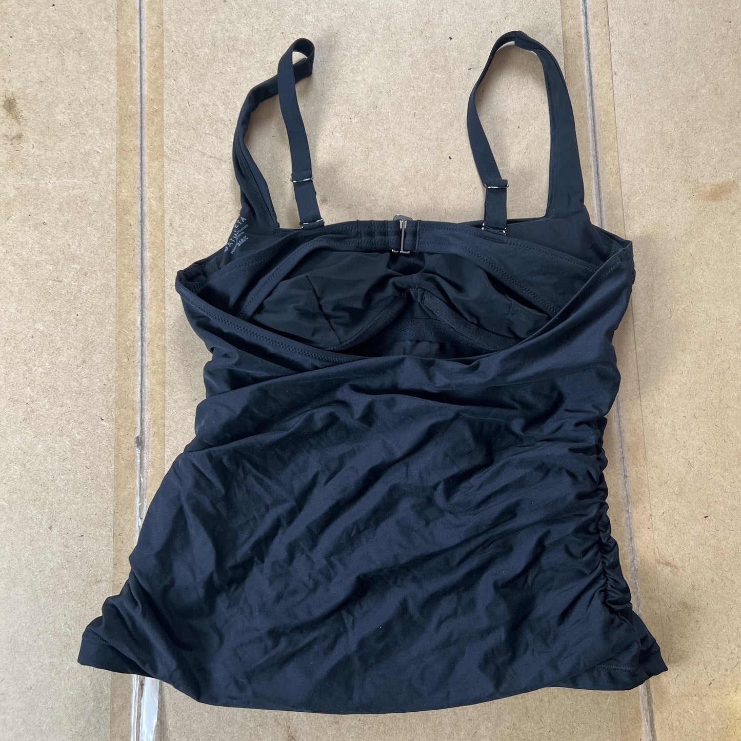 Athleta Tankini Womens 36B/C Black Adjustable Strap Built-In Bra Lined