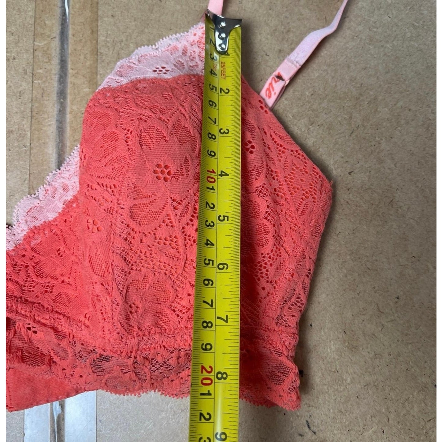 Aerie Bra Womens 32DD Pink Longline Floral Lace Molded Lightly Lined Hook & Eye