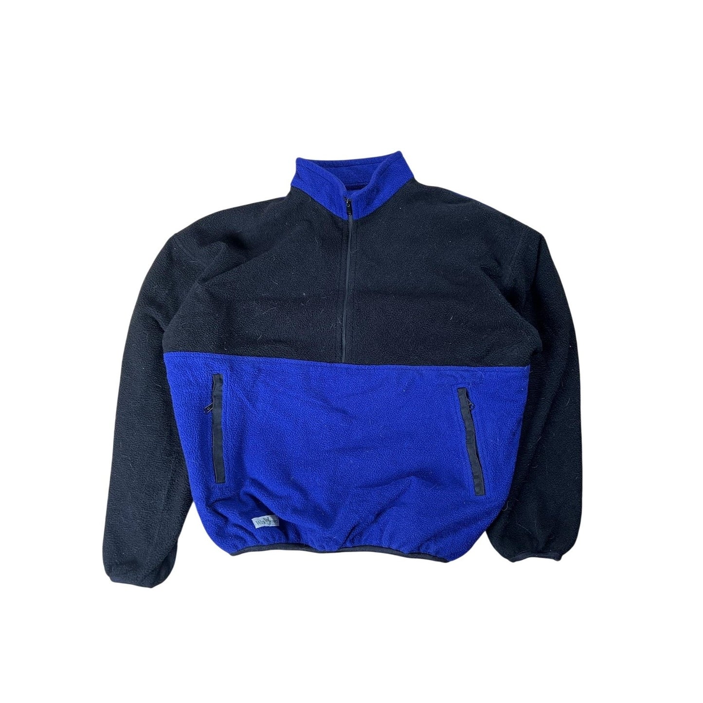 Wintergreen Sweater Womens S Blue Black Fleece Pullover 1/2 Zip Pockets