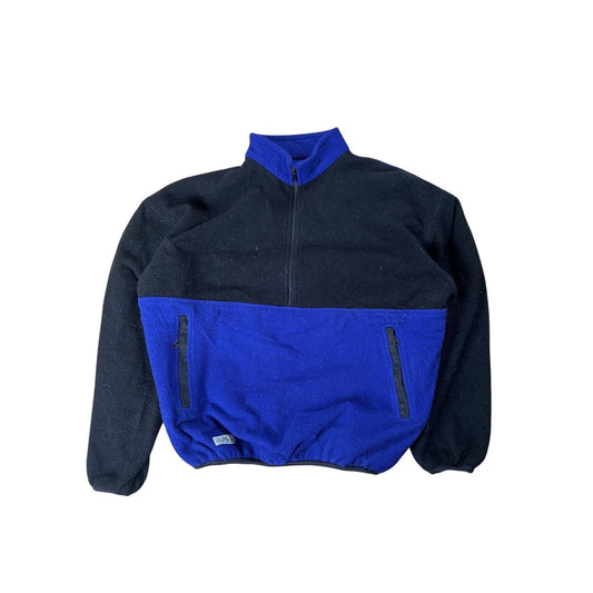 Wintergreen Sweater Womens S Blue Black Fleece Pullover 1/2 Zip Pockets