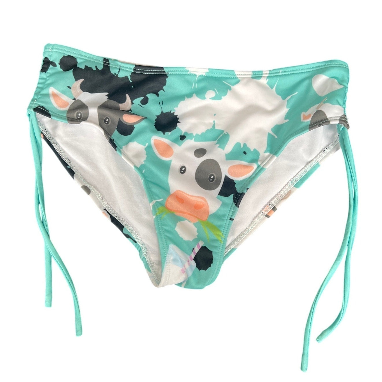 Patty Sandy Cow AOP Teal Swim Bottoms Girls Size 12