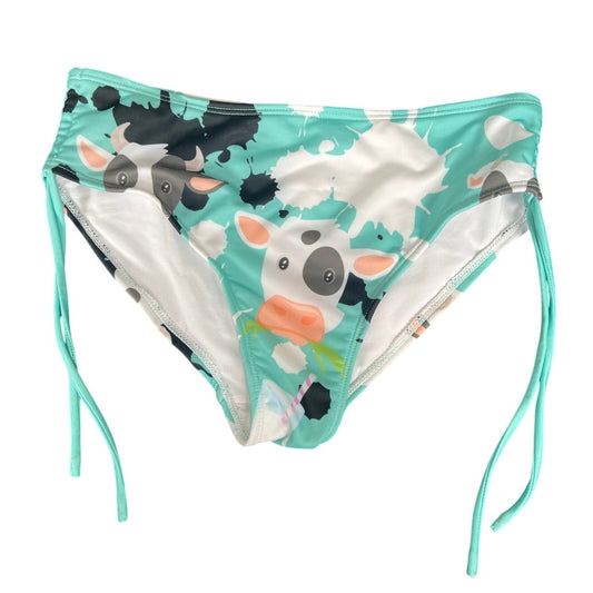 Patty Sandy Cow AOP Teal Swim Bottoms Girls Size 12
