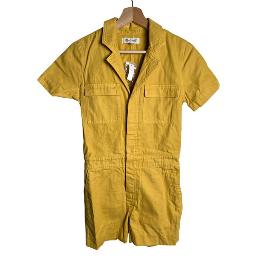 NWT Madewell Women's XS Mustard 100% Cotton Coverall Jumpsuit