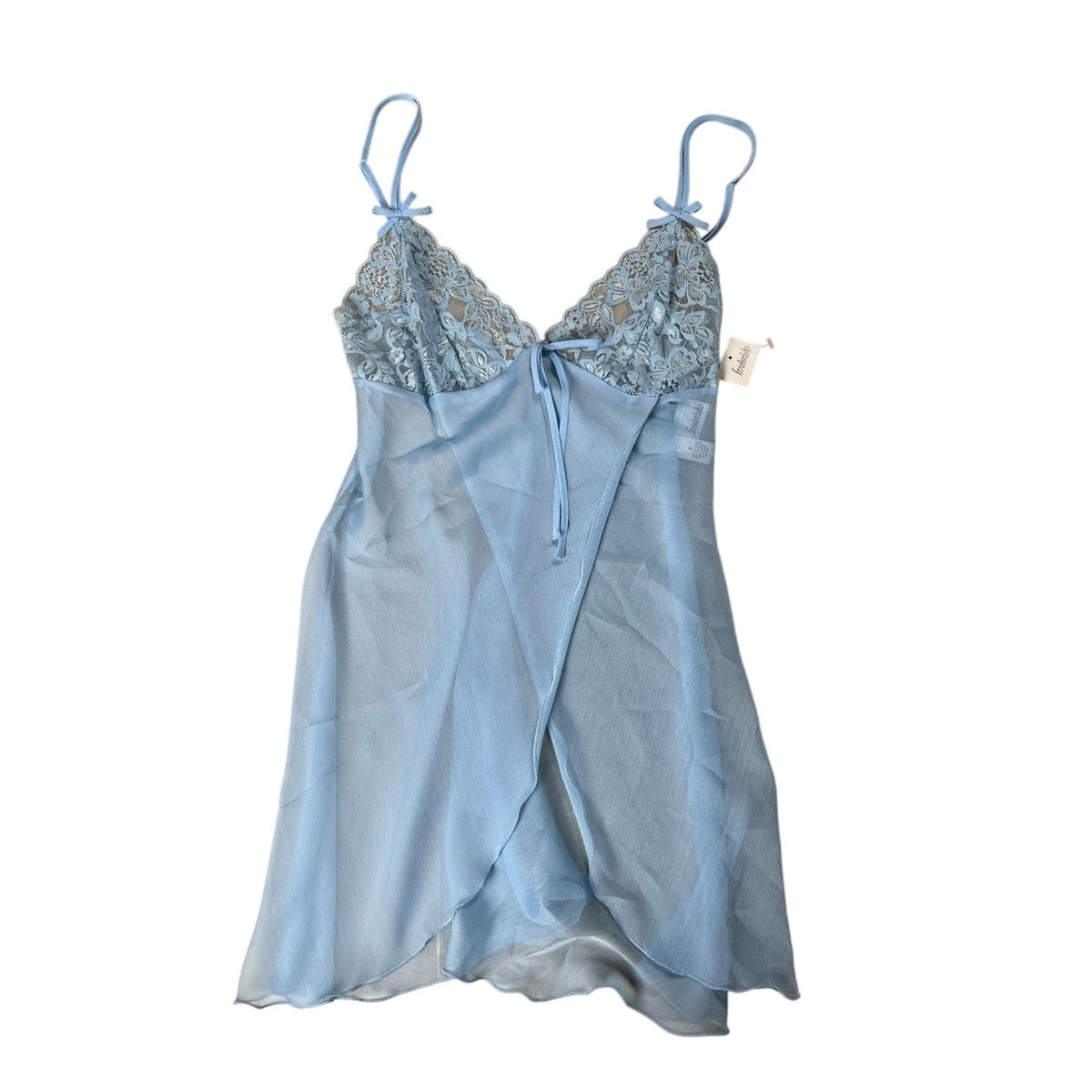 Frederick's Of Hollywood Slip Womens S Blue Chiffon Lace Sheer Nightgown